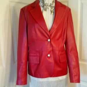 MARY ALBERT red soft leather jacket. Made in Italy